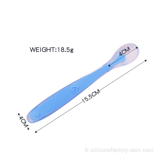 Bébé cuillère d&#39;entraînement pour bébé qui nourrit la cuillère couverts en silicone